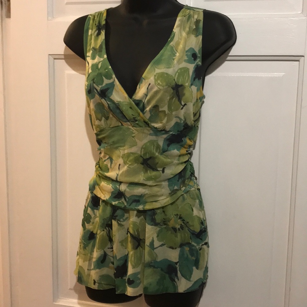 Sleeveless Mesh VNeck Top